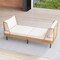 Outdoor Rattan Loveseat 2-Seater Wicker Daybed Cloud Cushions 800 Lb Natural/Off White